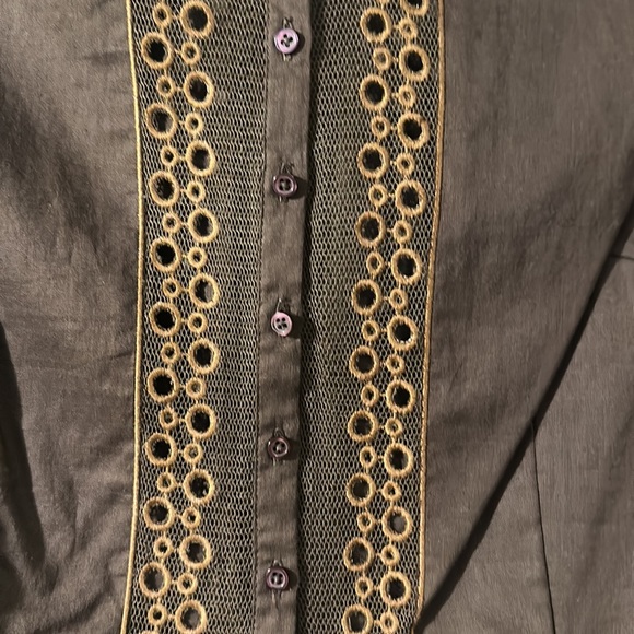 NWOT. Chocolate brown button down blouse by Catherine Malandrino. Fits like 2/XS - Picture 4 of 4